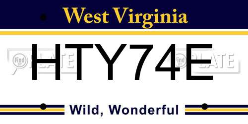 HTY74E West Virginia License Plate