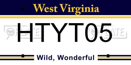 HTYT05 West Virginia License Plate