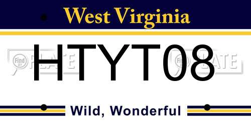 HTYT08 West Virginia License Plate