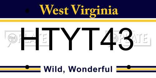 HTYT43 West Virginia License Plate