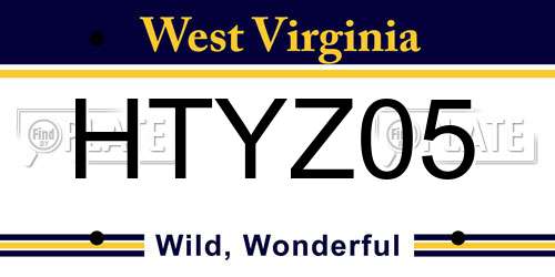 HTYZ05 West Virginia License Plate