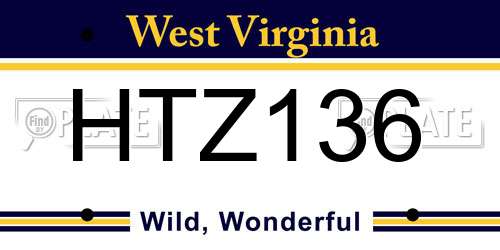 HTZ136 West Virginia License Plate