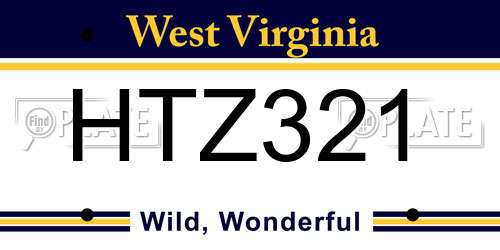HTZ321 West Virginia License Plate