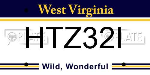 HTZ32I West Virginia License Plate