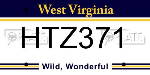 HTZ371 West Virginia License Plate
