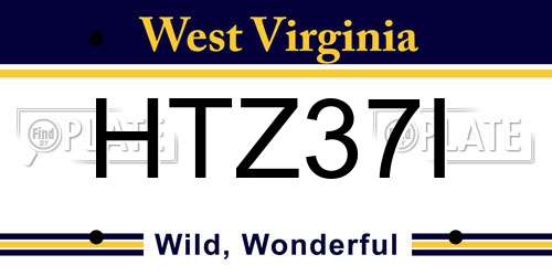 HTZ37I West Virginia License Plate