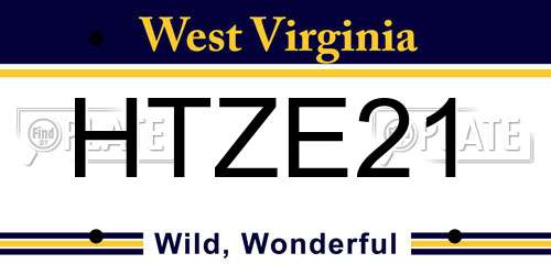 HTZE21 West Virginia License Plate