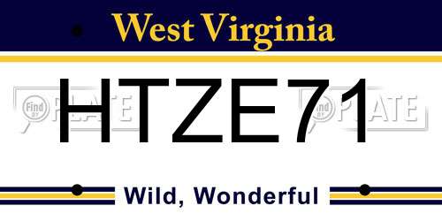 HTZE71 West Virginia License Plate
