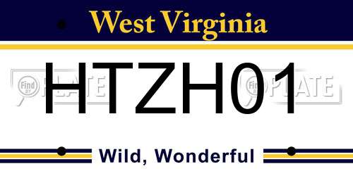 HTZH01 West Virginia License Plate