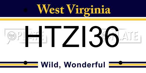 HTZI36 West Virginia License Plate