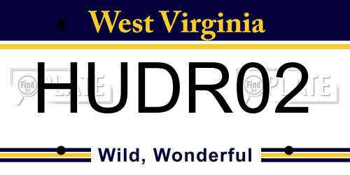 HUDR02 West Virginia License Plate