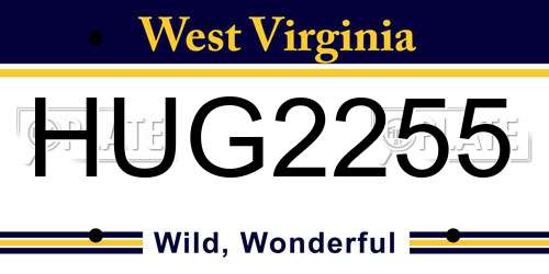 HUG2255 West Virginia License Plate