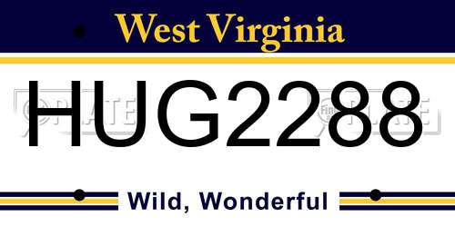 HUG2288 West Virginia License Plate
