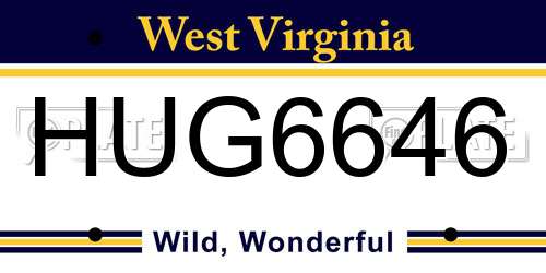 HUG6646 West Virginia License Plate