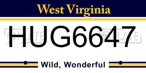 HUG6647 West Virginia License Plate