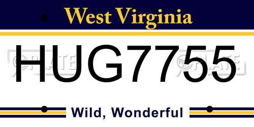 HUG7755 West Virginia License Plate