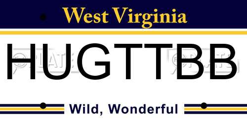 HUGTTBB West Virginia License Plate