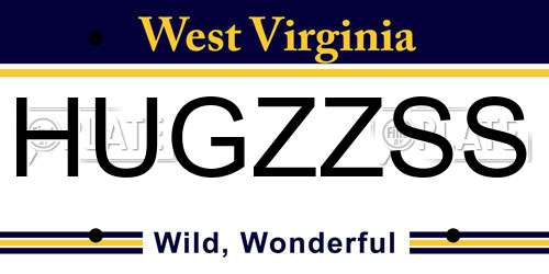 HUGZZSS West Virginia License Plate