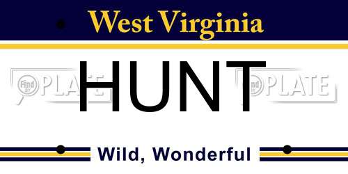 HUNT West Virginia License Plate