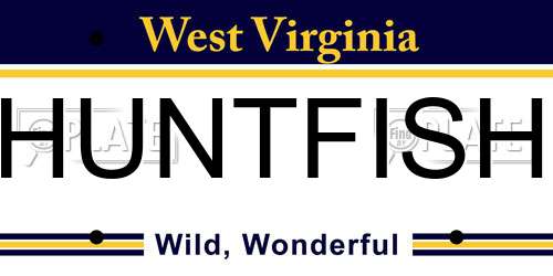 HUNTFISH West Virginia License Plate