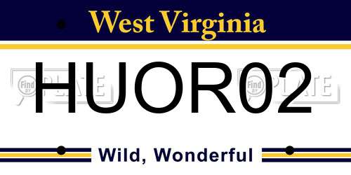 HUOR02 West Virginia License Plate