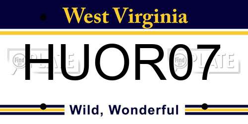 HUOR07 West Virginia License Plate