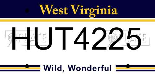 HUT4225 West Virginia License Plate