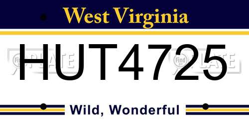 HUT4725 West Virginia License Plate