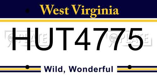 HUT4775 West Virginia License Plate
