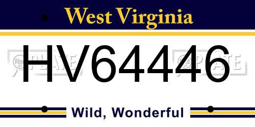 HV64446 West Virginia License Plate