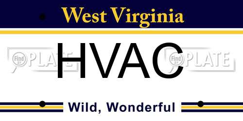 HVAC West Virginia License Plate