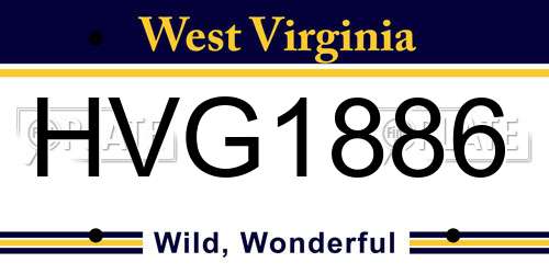 HVG1886 West Virginia License Plate