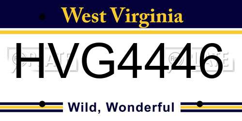 HVG4446 West Virginia License Plate