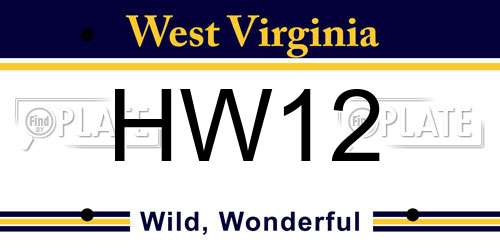 HW12 West Virginia License Plate