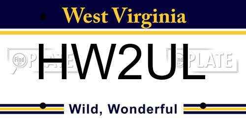 HW2UL West Virginia License Plate