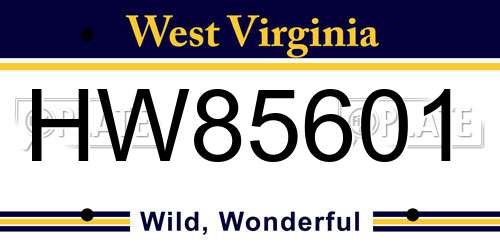 HW85601 West Virginia License Plate