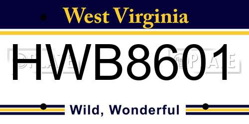 HWB8601 West Virginia License Plate