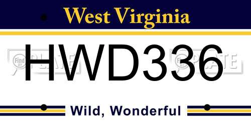 HWD336 West Virginia License Plate