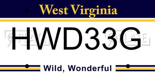 HWD33G West Virginia License Plate