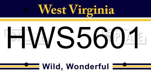 HWS5601 West Virginia License Plate