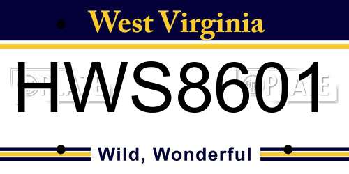 HWS8601 West Virginia License Plate
