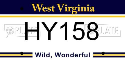 HY158 West Virginia License Plate