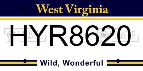 HYR8620 West Virginia License Plate