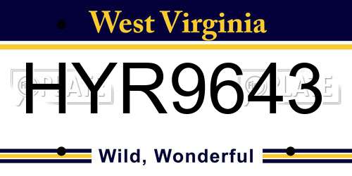 HYR9643 West Virginia License Plate