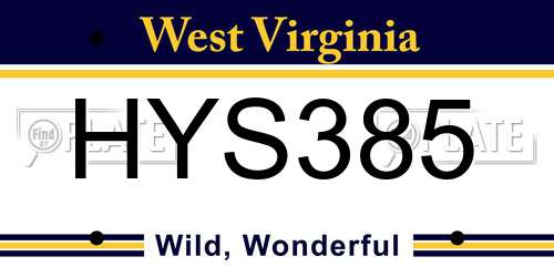 HYS385 West Virginia License Plate