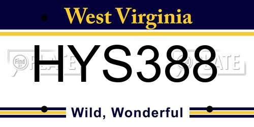 HYS388 West Virginia License Plate