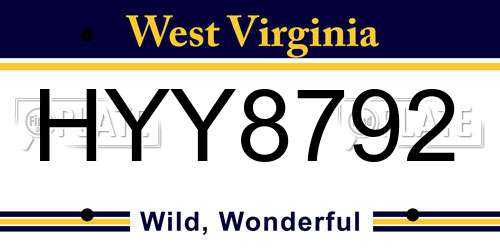 HYY8792 West Virginia License Plate