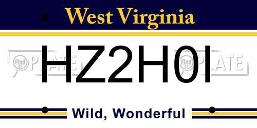 HZ2H0I West Virginia License Plate