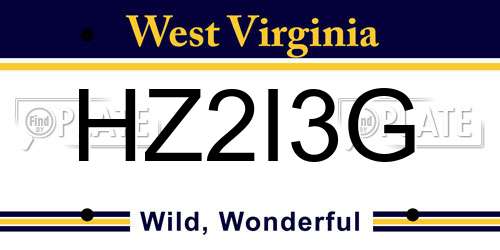 HZ2I3G West Virginia License Plate