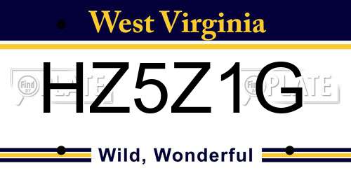 HZ5Z1G West Virginia License Plate